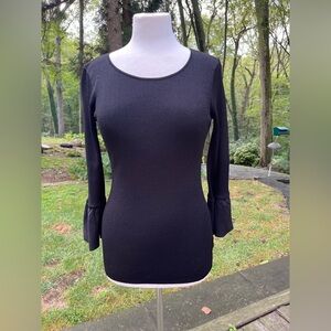 Doncaster Collection Black Ribbed Knit Top Size S